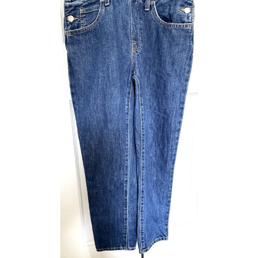 Levi's Women's Sz M Denim Bib Overalls Blue Jeans Straight Leg 30" Waist - Picture 4 of 10